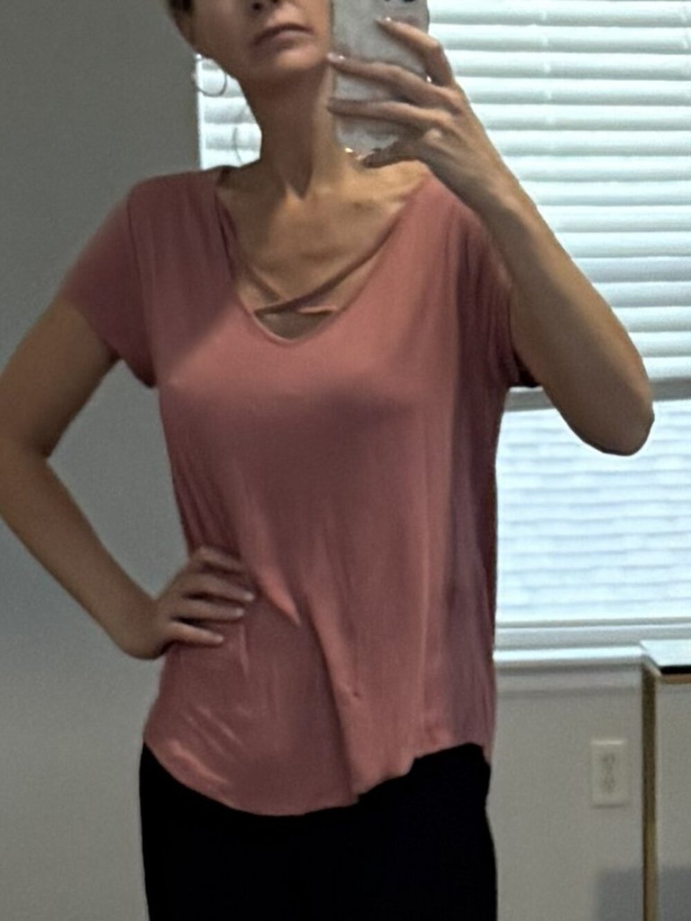 Dusty Rose Top with Crisscross Neckline (size small)